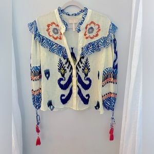 verb Pallavi Singhee Tassel Long Sleeve Blouse Anthropologie Size XS